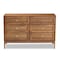 Baxton Studio Ramiel MidCentury Modern Ash Walnut Finished Wood and Rattan 6Drawer Dresser 215-12427-ZORO - alternate 6